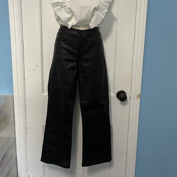 J Brand Selena Jeans Black Coated Cropped Bootcut Mid Rise - SZ 27 - Picture 1 of 6